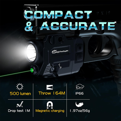 Torcia Tattica Per Pistola 500 Lumen - Super Luminosa Con Ricarica USB, Nuova