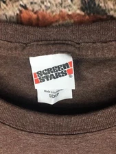 Screen Stars Vintage 80s 90s Mens SMALL Heather Brown Blank Shirt 50/50 NOS New 