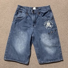 Rocawear Shorts Boys 12 22x10.5 Blue Jean Rebels Studded Embroidered Denim