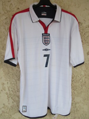 Maillot De Foot Angleterre Umbro 2002/03/04 – Domicile Blanc – David Beckham N°7 – Homme XL
