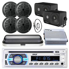 Marine 400W Amplifier,Bluetooth USB Radio, Antenna,Cover ,6.5" and 6.5" Speakers
