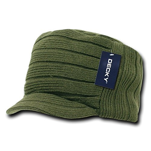 Solid Army Green Jeep Flat Top Beanie 