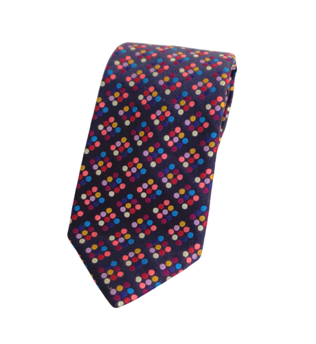 ROBERT TALBOTT, IMPRESIONANTE CORBATA 'PUNTOS CUADRADOS' MULTICOLOR HECHA A MANO, FREEPOST - Imagen 5 de 5
