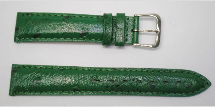 ACH bracelet montre cuir 18 mm couleur vert grain autruche bombé