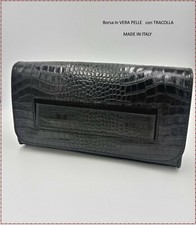 Pochette donna Vera Pelle Borsa cerimonia nera da sera elegante a mano tracolla
