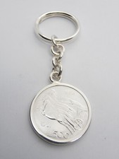 925 Silver Keychain with 500 Lire Silver Coin - Centenary Quadriga