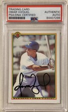 1990 Bowman Omar Vizquel Signed Baseball Card #474 Certified PSA/DNA Auto