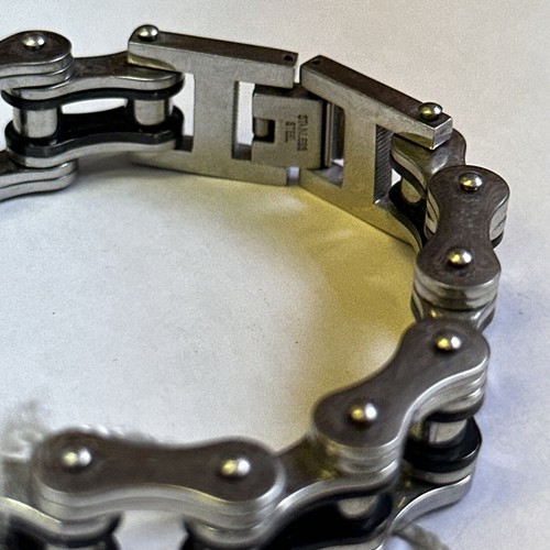 Heavy-duty Mens Bike Chain Bracelet Stainless Steel Heavy Metal Treatment Retro - Picture 3 of 4