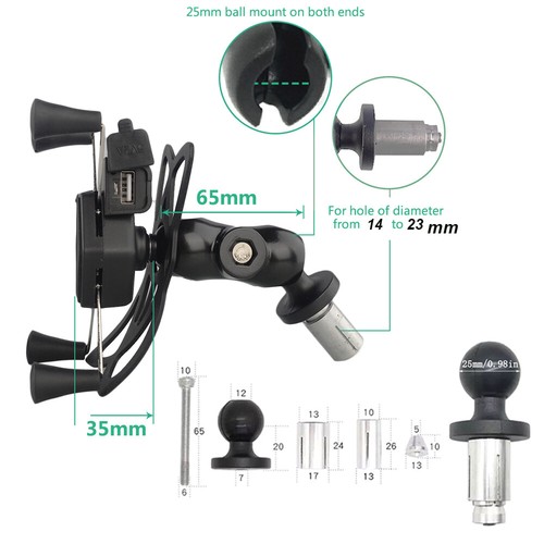 Suzuki GSX-R600 (1992-1993) 13mm Stem Motorbike Phone Mount with Deluxe Cradle (sku 41442)