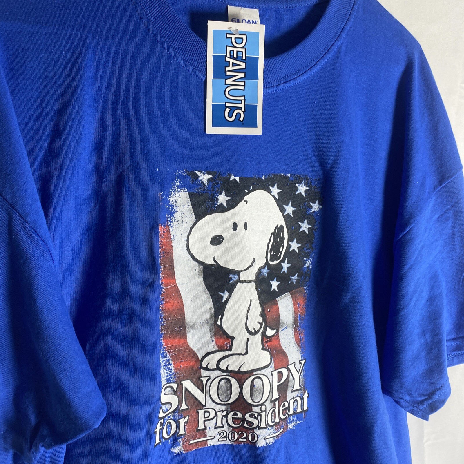 Peanuts Snoopy for President T Shirt Mens XL Blue Graphic Tee Short Sleeve NWT