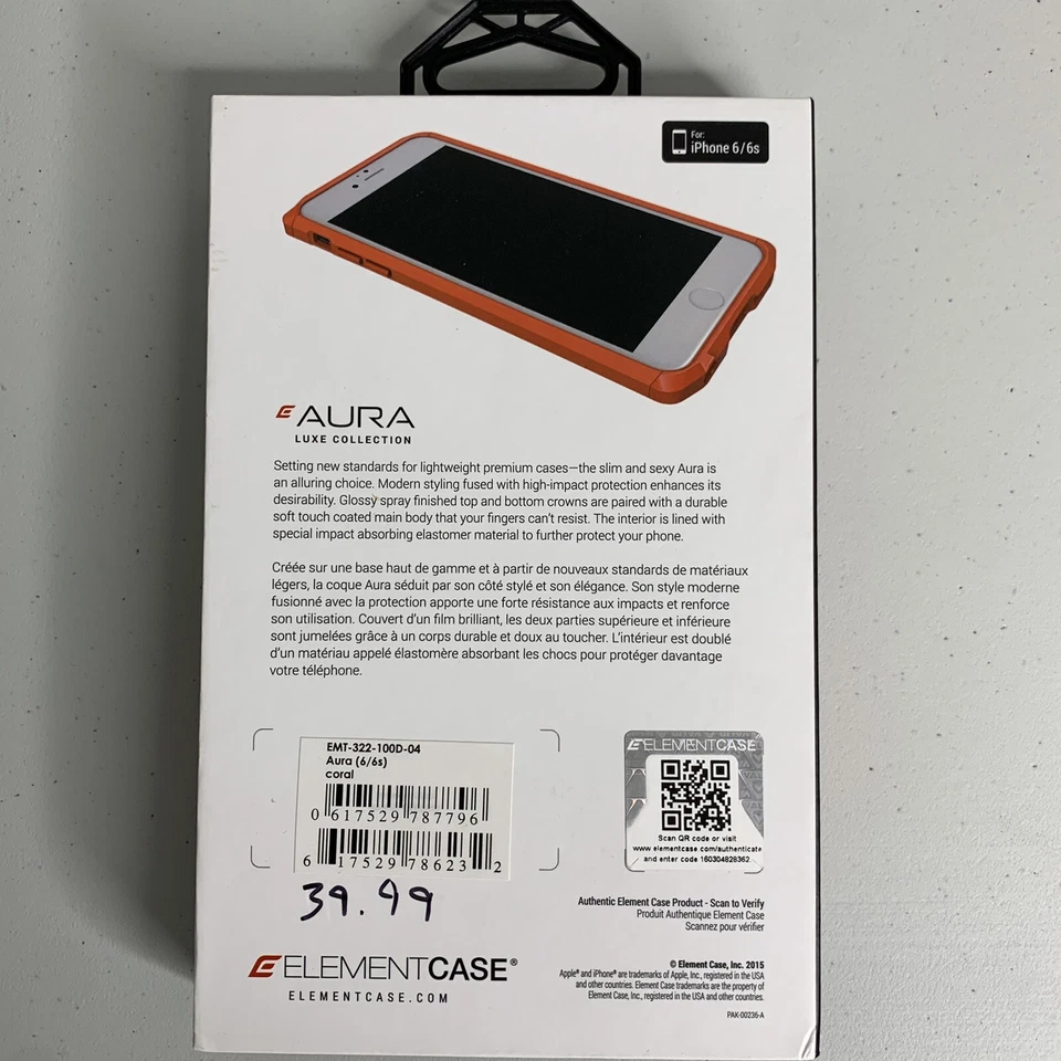 Element Case Ergonomic Aura iPhone 6 Plus/ 6s Plus Drop Tested Coral - Image 4 of 4