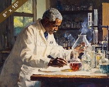 George Washington Carver in his lab Oil painting 8x10 Print