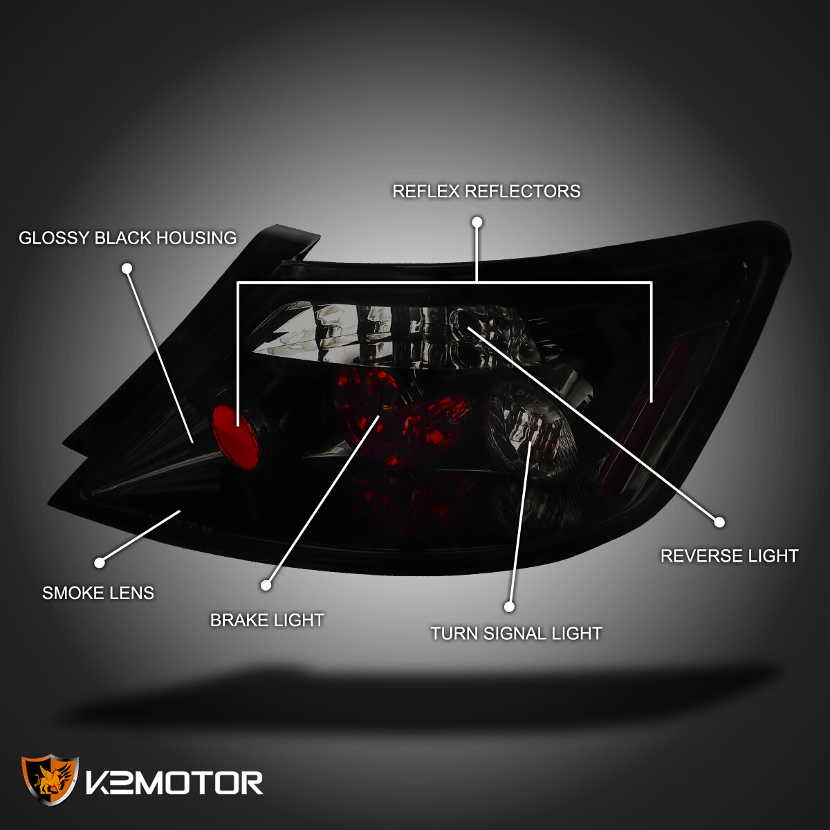 Black/Smoke Fits 2006-2011 Honda Civic 2Dr Coupe Tail Lights Brake Lamps Pair