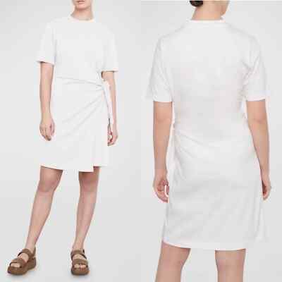 NWT Nordstrom Vince Off White Short-Sleeve Side-Tie Cotton Dress Size Large
