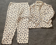 Lord Carroll Pajamas Mens Medium D Medallion Blue White Long Sleeve Button