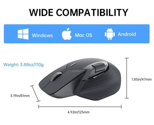 Rapoo Wireless Mouse 2.4G + Bluetooth Multi Device For PC Tablet Laptop Android - Picture 7 of 24