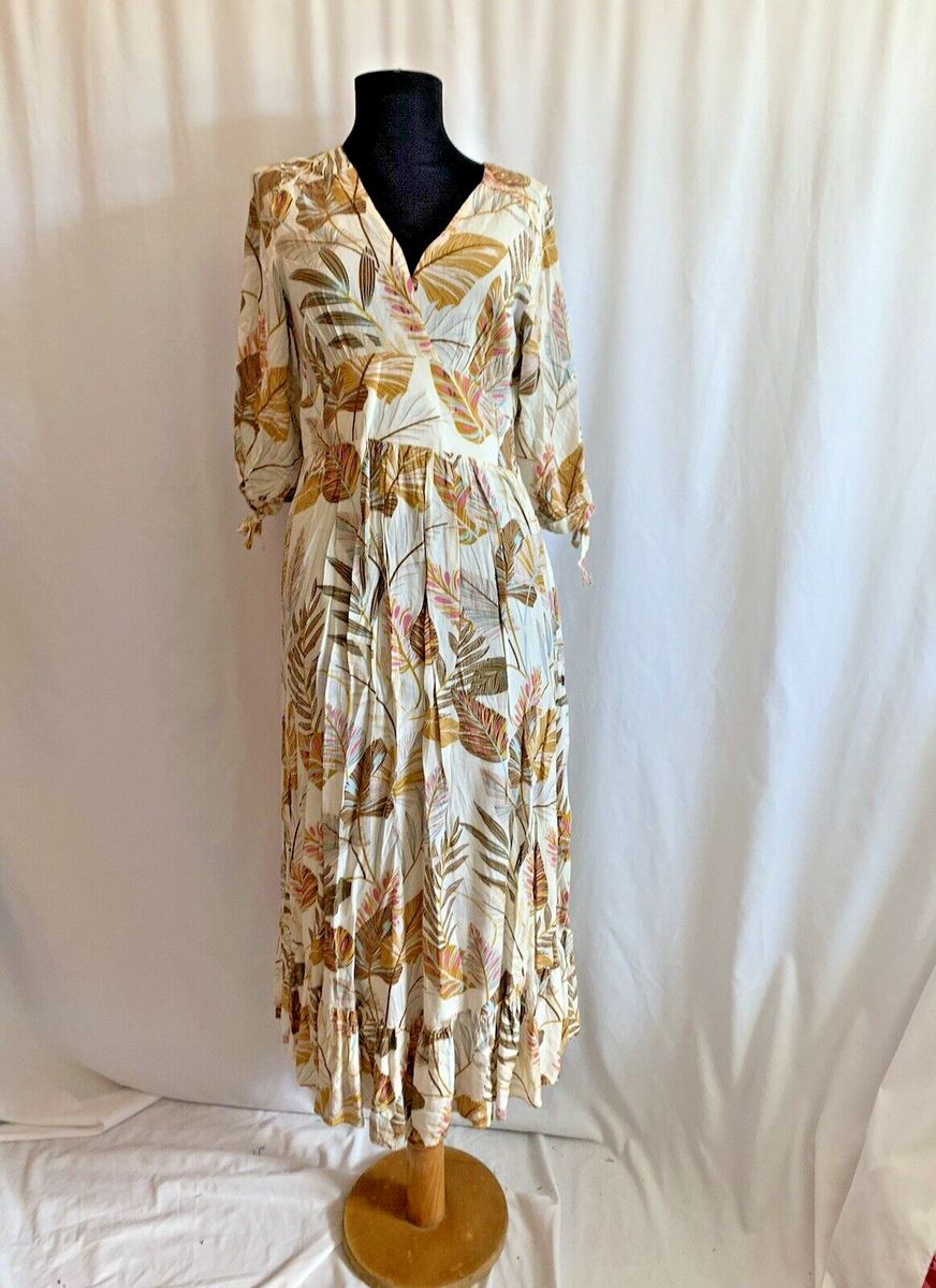 Caroline Morgan Tropical Print Midi Dress Size Small