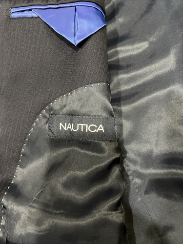 NAUTICA LT WEIGHT 2 Pc Wool BLEND 2pc SUIT Sz 48L 39x31 Med Blue Sharp - Picture 4 of 11