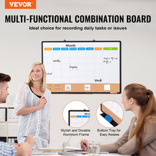 VEVOR 36"x 24" Monthly Calendar Whiteboard  Cork Board Combo with Aluminum Fram