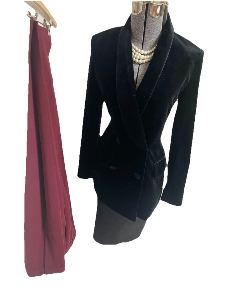Theory Pant Suit Skirt Suit Size 4 Pants Three Piece Set Pencil Treeca Velvet - Image 4 of 4