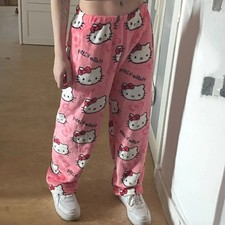 Y2K Hello Kitty Pajama Pants Sanrio Anime Cartoon Sleepwear Women Trousers