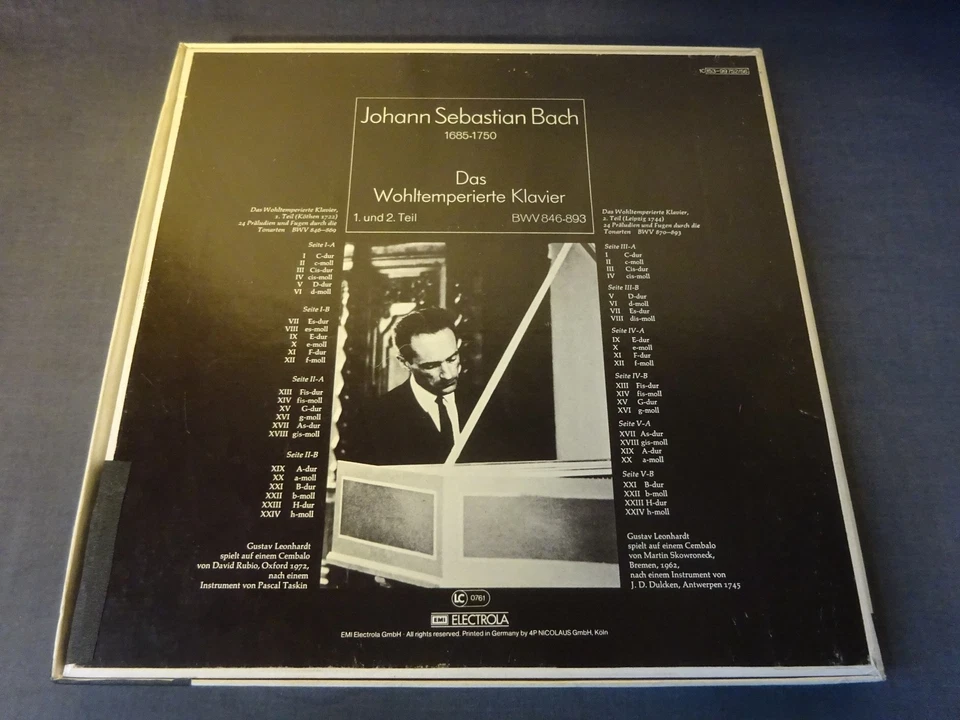BACH - THE WELL-TEMPERED CLAVIER BK 1+2 5LP BOX, HARMONIA MUNDI 1C 153-99 752/56 - Image 4 of 4