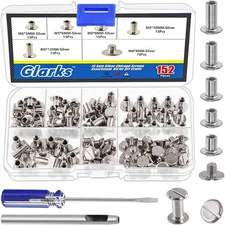 Glarks 150 Sets Silver Chicago Screws Assorted Kit, M5 x One Size, Sliver 