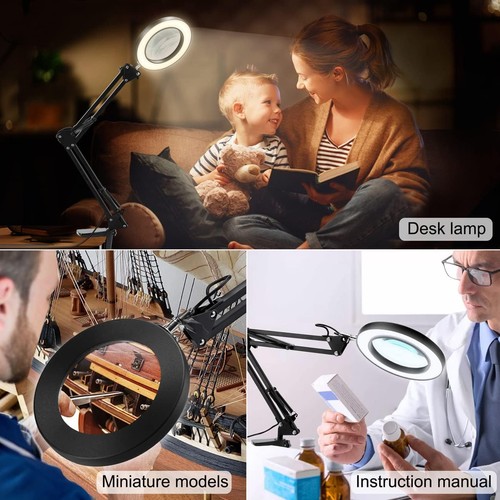 10X Magnifying Lamp with 3 Color Modes, Lighted Stand for Close Work & Crafts - Picture 7 of 24