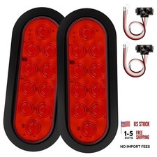 6-Inch Oval Red LED Trailer Tail Lights 2PCS, 10 LEDs Stop Turn 01-2PCS RED