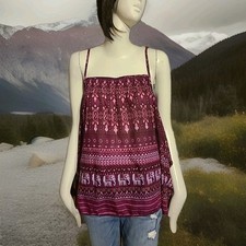 Atmosphere - Burgundy Elephant  Print Cold Shoulder Top size 10