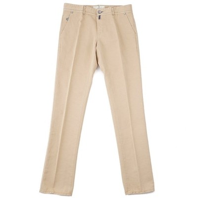 Luigi Borrelli Slim-Fit Tan Lightweight Cotton-Linen 5 Pocket Pants 33 NWT Jeans