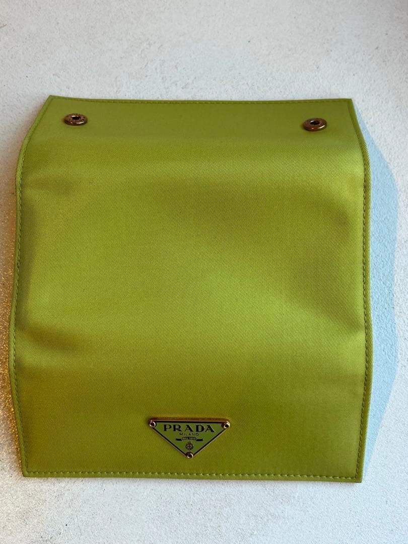 PRADA Nylon 6 Key Hooks Case Green Gold Triangle Logo Plate 13x6cm Brand New thumbnail 8