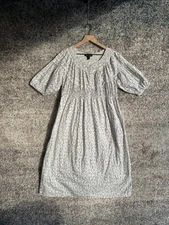 A Pea In The Pod Dress Womens Medium White Black Floral Maternity Midi Smocked