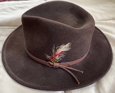 DORFMAN Outlander 100 Wool Felt Brown Hat - Medium, Great Condition