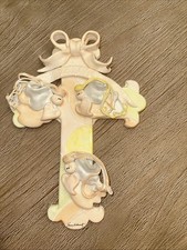 Vtg KoKo Originals Signed Laura Schwartz Ceramic Cross Believe Nursery 13x9.5"