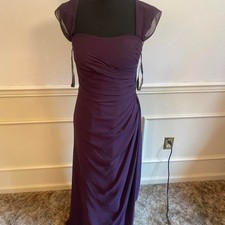 Bill Levkoff Purple Chiffon Maxi Bridesmaid Dress Formal Gown