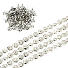 8Pcs Upholstery Nailhead Trim, 8 Meters Flower Tacks Strips 11mm Silver 