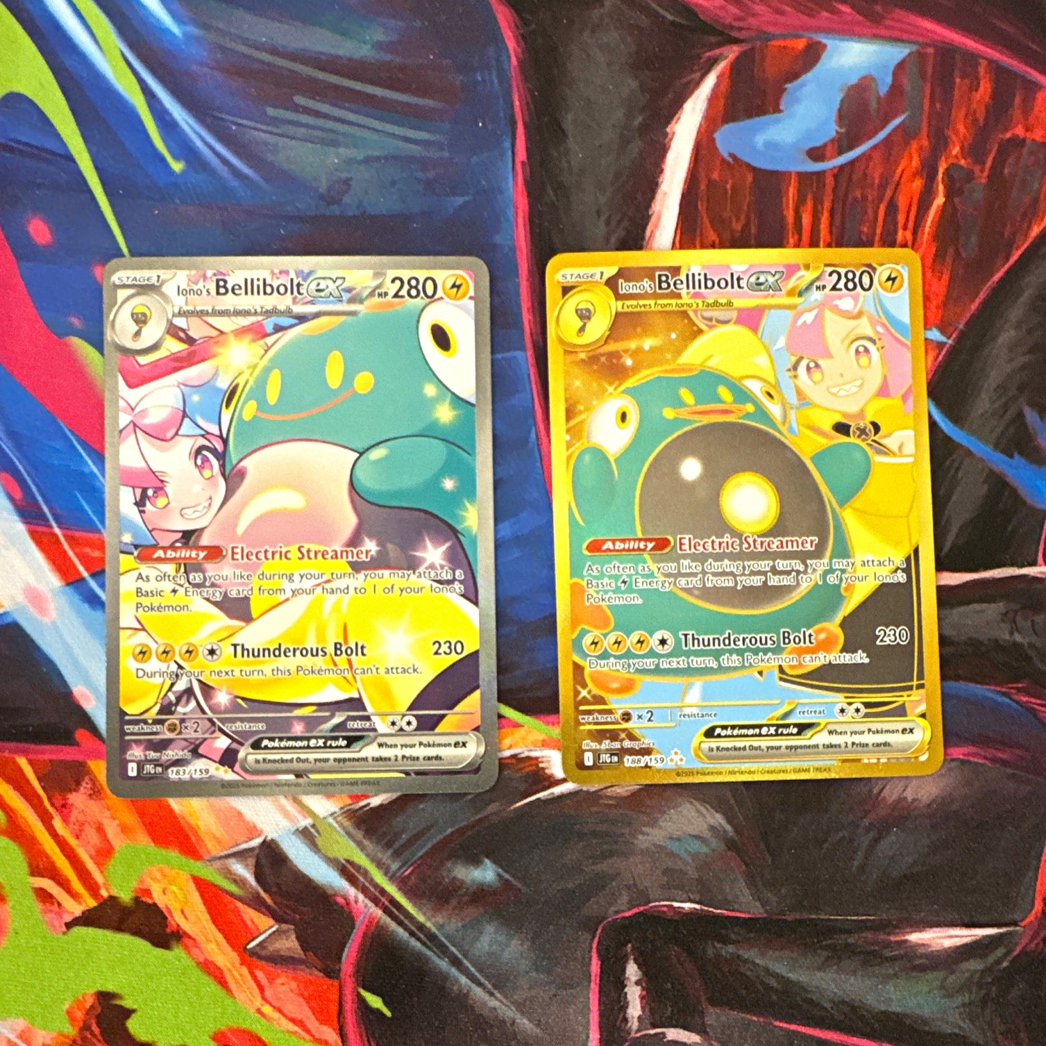 Near mint Iono's Bellibolt ex Journey Together EN Holo 183/159 & 188/159