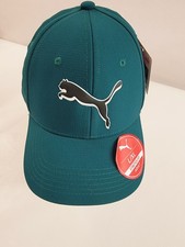 PUMA Forrest Green Adult L XL Stretch Fit Hat Black Cat On White Outline