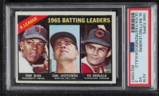 1966 Topps League Leaders Tony Oliva Carl Yastrzemski Vic Davalillo PSA 3 06mi