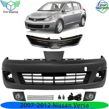 Front Bumper Cover Paintable & Grille Assembly Kit For 2007-2012 Nissan Versa