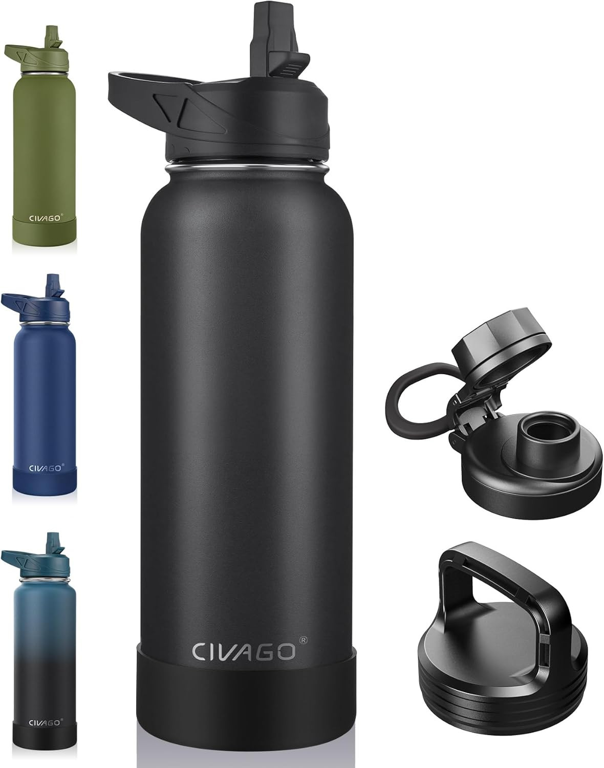 With Straw, Stainless Steel Sports Water Cup