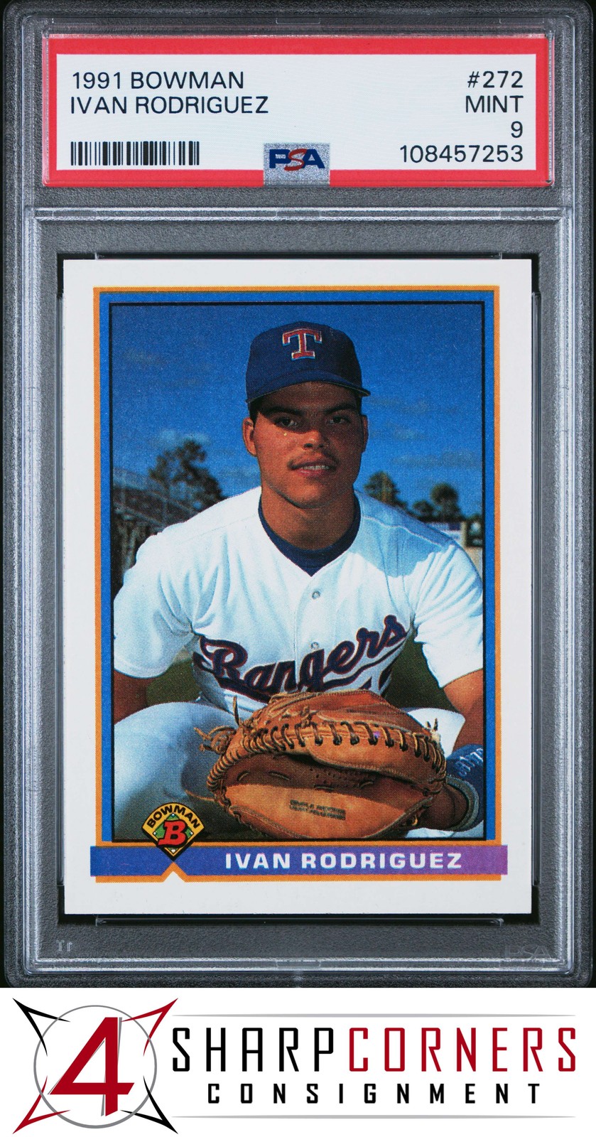 1991 BOWMAN #272 IVAN RODRIGUEZ RC RANGERS HOF PSA 9