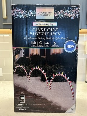 Gemmy Orchestra of Lights 3-Count LED Christmas Candy Cane Arch Pathway Markers