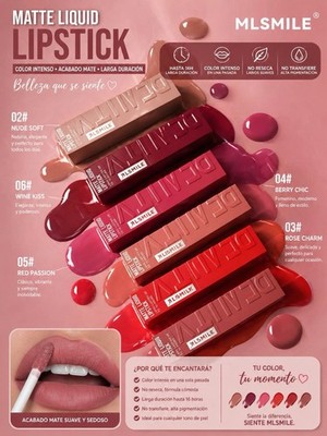 MLSMILE Matte Long Lasting Liquid Lipstick, Choose Shade 02-06