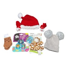Baby Lot of Tommee Tippee Day and Night Orthodontic Pacifiers  Santa Hat Socks