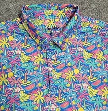 Chubbies Polo Shirt Mens Medium Tropical Neon All Over Print Performance Golf