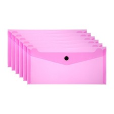 6 Pack A6 Plastic Expanding File Folders with Snap Closure, Red