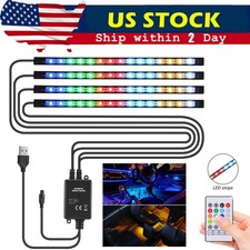 60led 4pcs Car Interior Atmosphere Neon Lights Strip Music Control Remote Us 60led 4pcs Car Interior Atmosphere Neon Lights Strip Music Control Remote Us