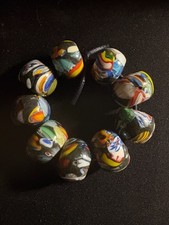 9 Glass Beads - Millefiori Handmade beads 18mm round B1434
